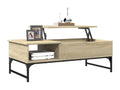 Homzora oak coffee table 100x50x35 engineered wood and metal