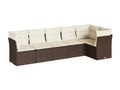 Garden furniture set with cushions, 6 pieces, brown woven resin