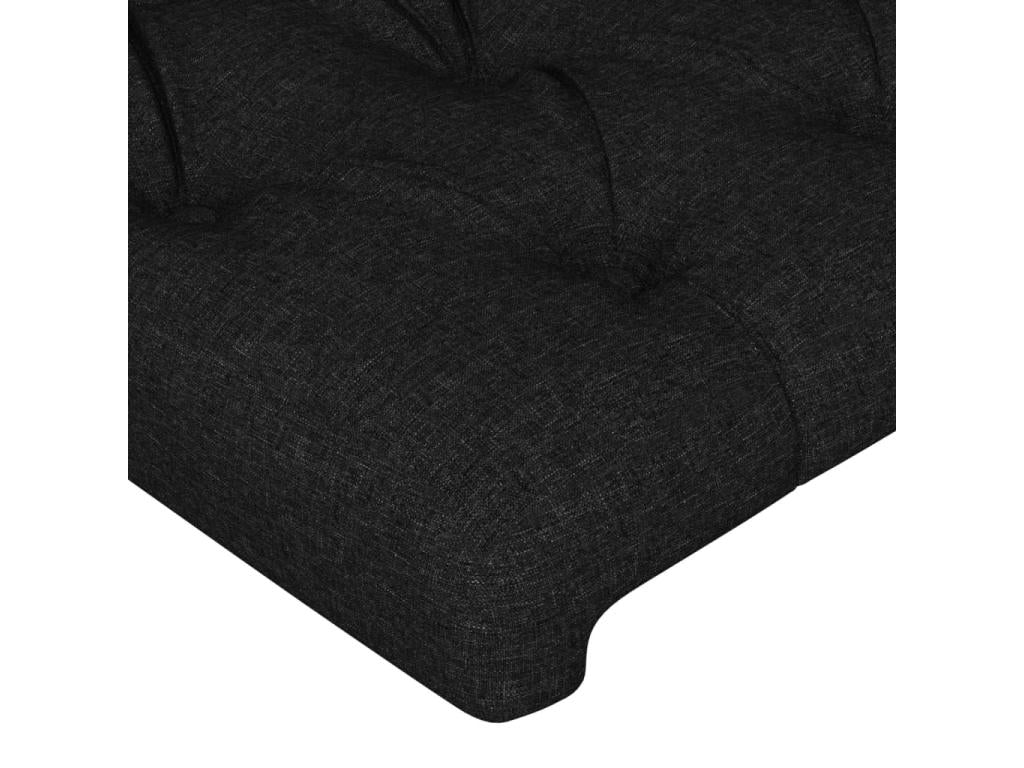 Headboard with wings, black, 203x16x118/128 cm, fabric