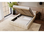 Upholstered bed with storage - 140x200 - double bed - velvet - beige - Homzora