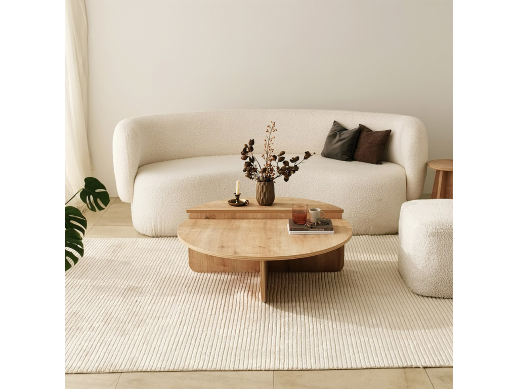 Homzora round designer coffee table in wood