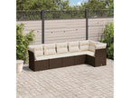 Garden furniture set with cushions, 6 pieces, brown woven resin