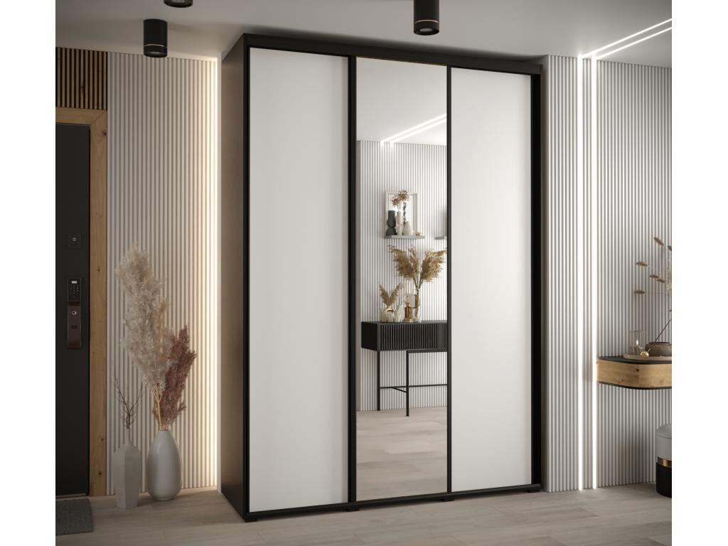 Homzora 3-Door Sliding Wardrobe 235.2/170/60 3 Doors Black/White/Black