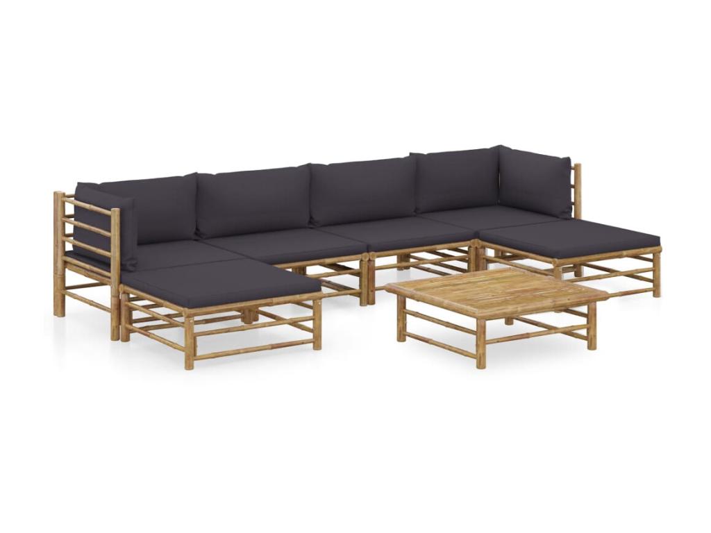 Homzora 4 7-piece garden furniture set with dark grey cushions