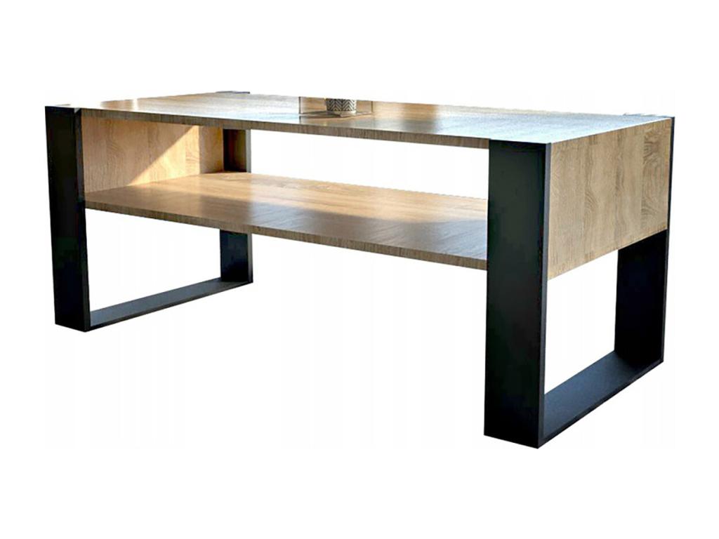 Homzora Coffee Table Oak/Black - Industrial Style - 120cm x 64cm