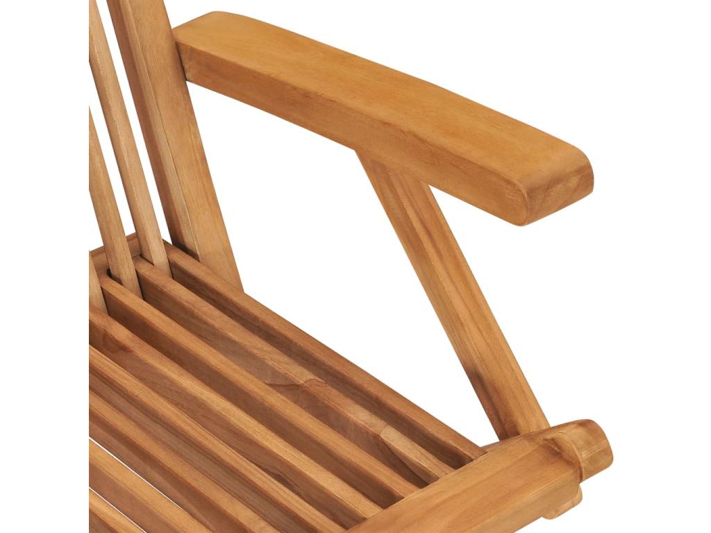 Garden chairs with black cushions, set of 2, solid teak wood