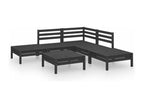 6-piece garden furniture set, solid pine wood, black
