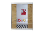 Homzora 146 Oak Wardrobe - White 200x150x58cm Sliding Wardrobe Doors