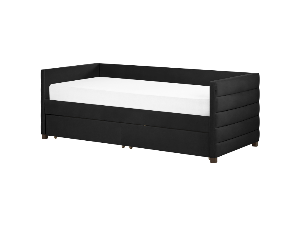 Homzora Velvet Daybed with Storage, 90x200 cm, Black