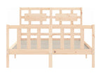 Bed frame with solid wood double headboard