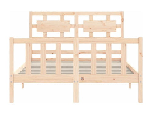 Bed frame with solid wood double headboard