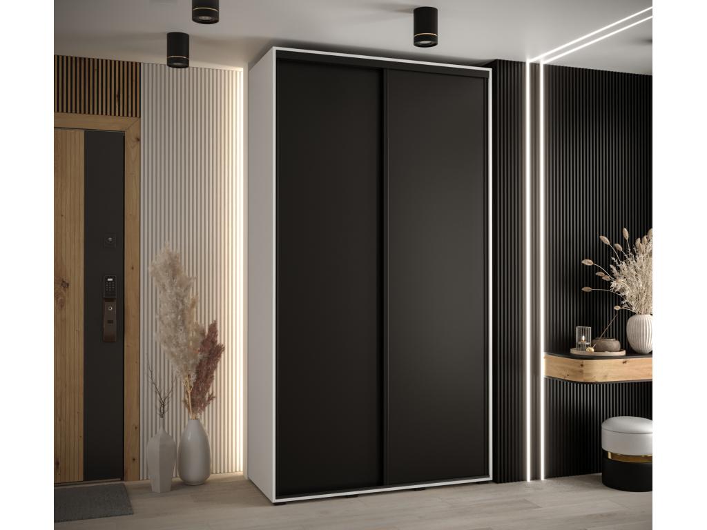 Homzora 1 Sliding Door Wardrobe 235.2/140/45 2 Doors White/Black/Black