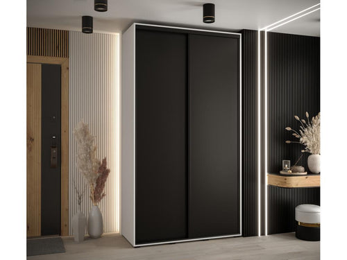 Homzora 1 Sliding Door Wardrobe 235.2/140/45 2 Doors White/Black/Black