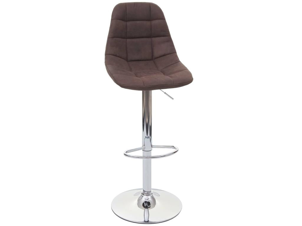 Doucezen-A67 bar stool, vintage dark brown fabric/textile, chrome base