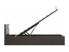 Storage bed frame with LED lighting, grey faux leather, 90x200 cm