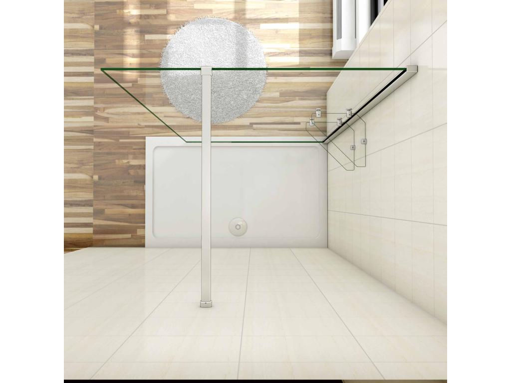 Walk-in shower enclosure 140x190cm with shelves and 90cm support bar, trimmable to 8mm, anti-limescale glass