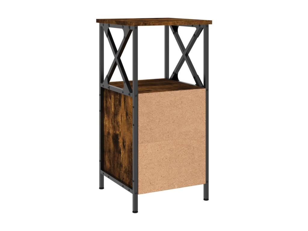 2-piece bedside tables in smoked oak, 34x35.5x70 cm, engineered wood