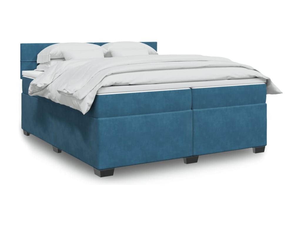 Homzora bed base and mattress, blue, 200x200 cm, velvet