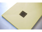 Extra-flat 70x180 cm PURE shower tray in beige slate-effect resin with stainless steel grate