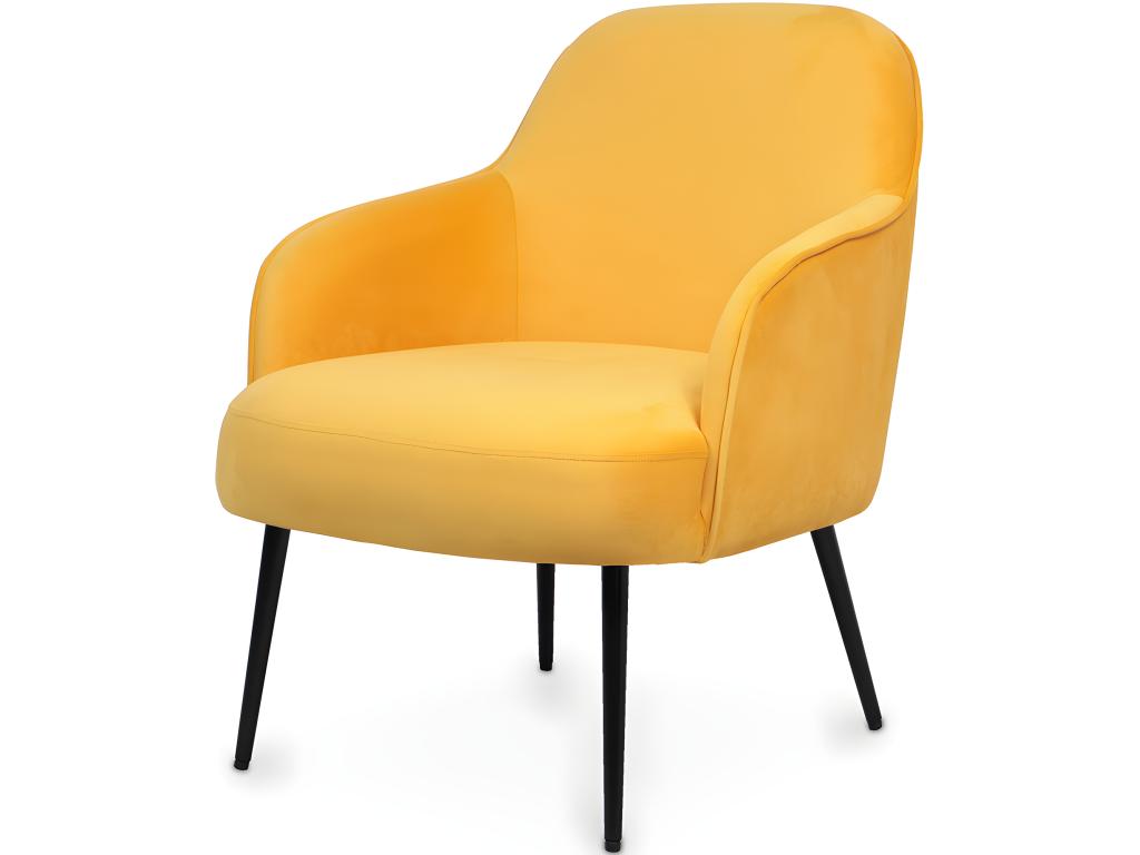Velvet-upholstered armchair - Homzora Yellow