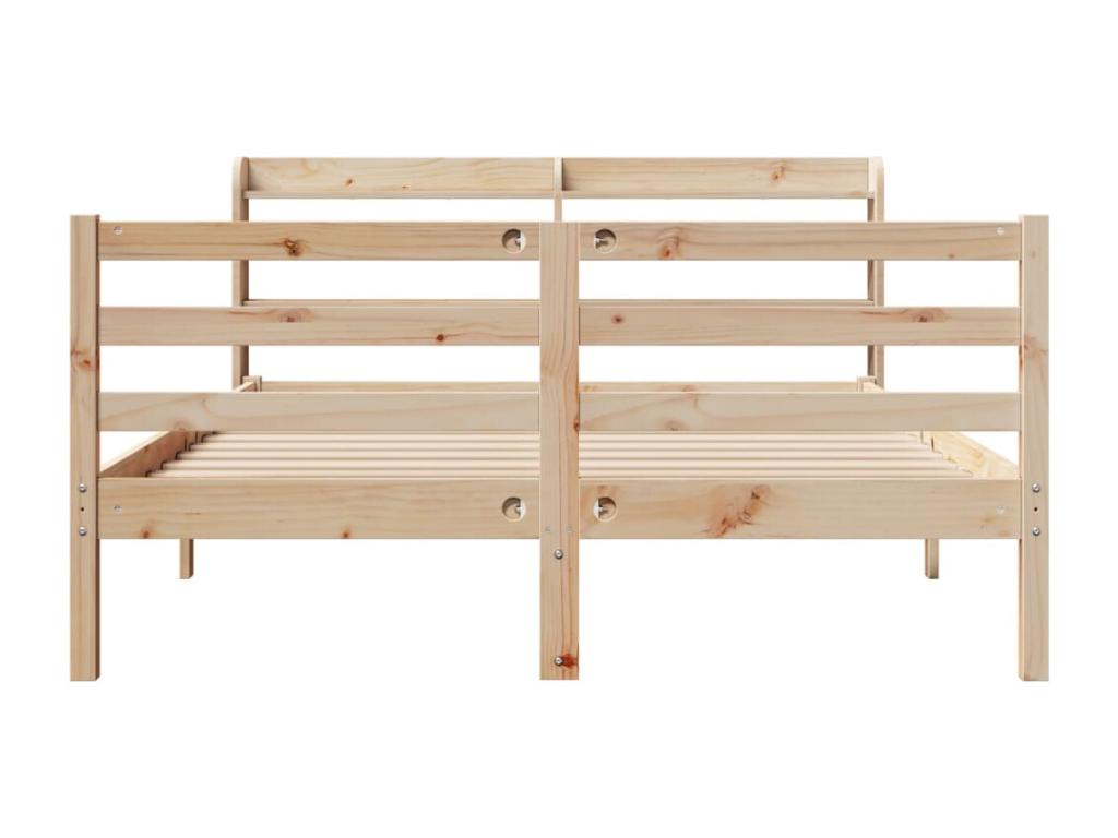 Bed frame with headboard, 135x190 cm, solid pine wood