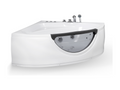 Homzora corner whirlpool bathtub with jets, 135cm wide x 135cm high x 54cm high, by Homzora