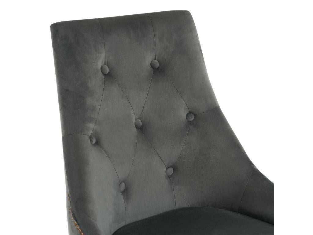 Set of 6 gondola chairs - velvet fabric - rubberwood legs - Grey