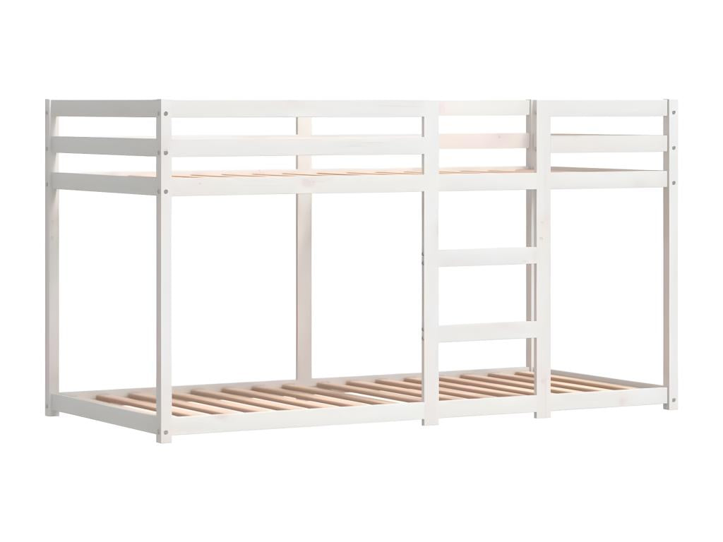Bunk bed with blue curtains, 90x190 cm, solid pine wood