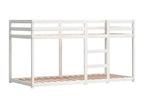 Bunk bed with blue curtains, 90x190 cm, solid pine wood