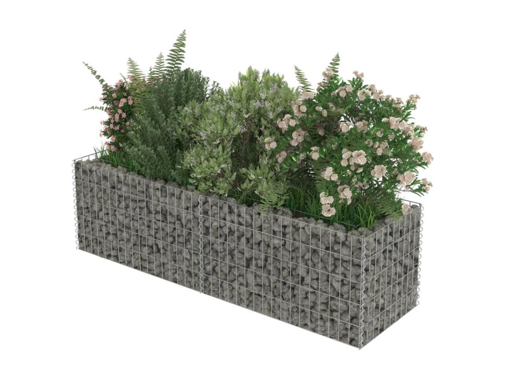 Raised gabion bed, galvanized steel, 180x50x50 cm