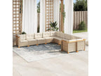 Garden furniture set with cushions, 10 pieces, beige woven resin