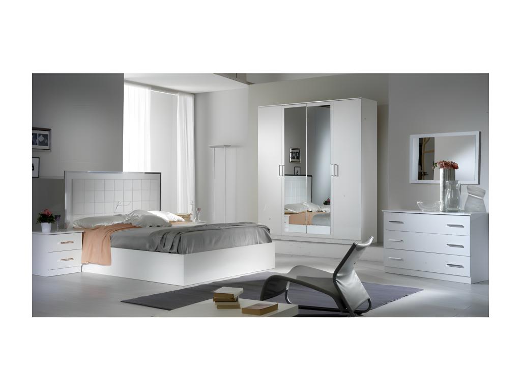 3-drawer chest in glossy white lacquer - Homzora - W 118 x D 46 x H 82 cm