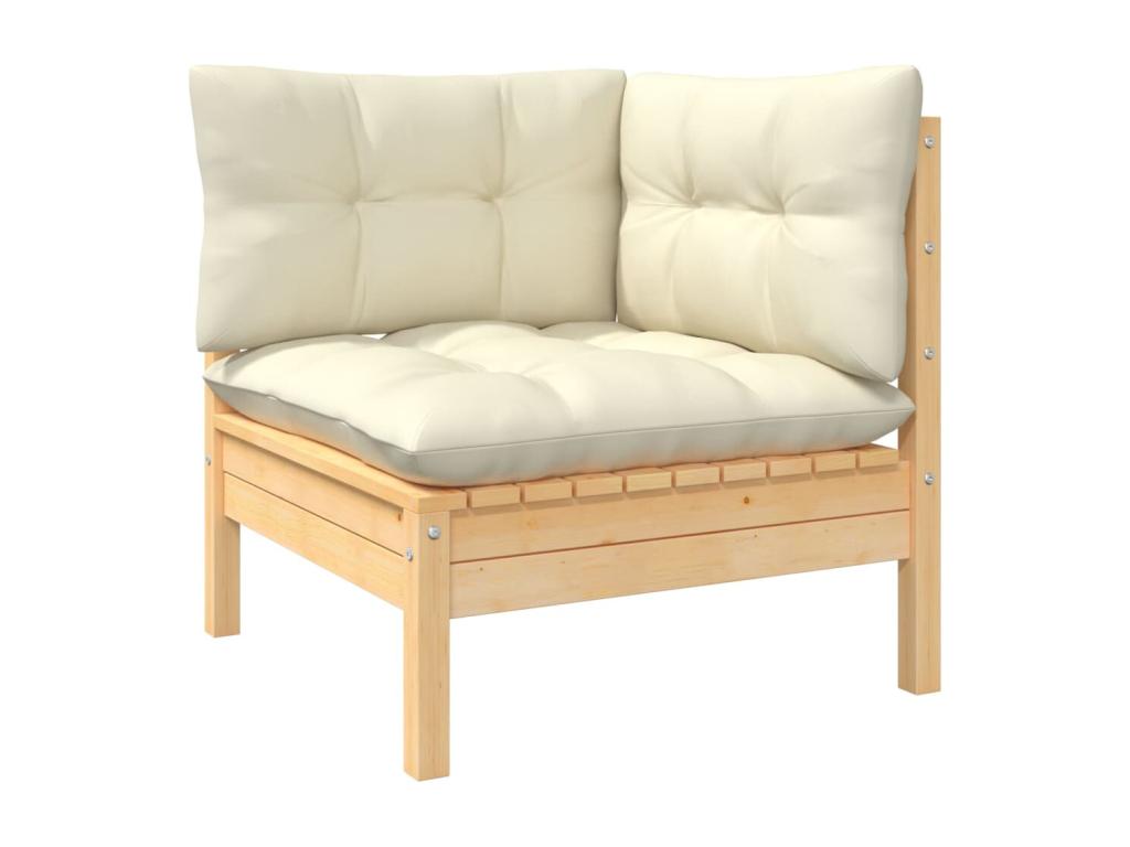 5-piece garden furniture set with cream cushions, pine wood