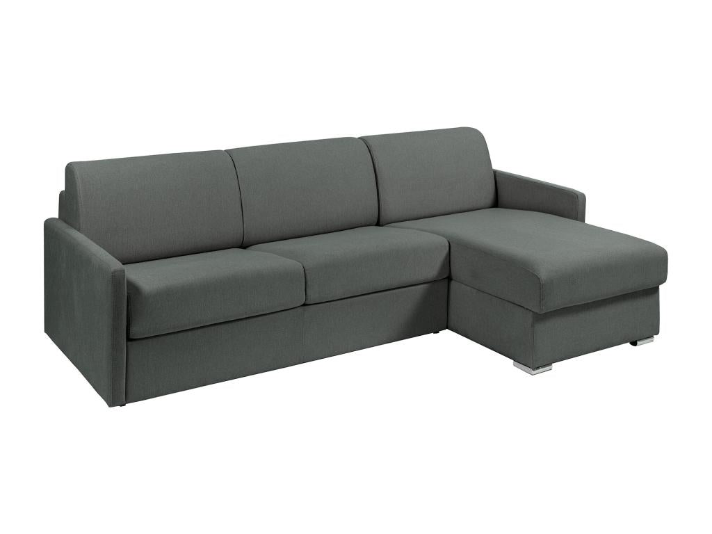 Express convertible and reversible corner sofa in grey fabric - 140 cm sleeping area - 14 cm mattress - Homzora