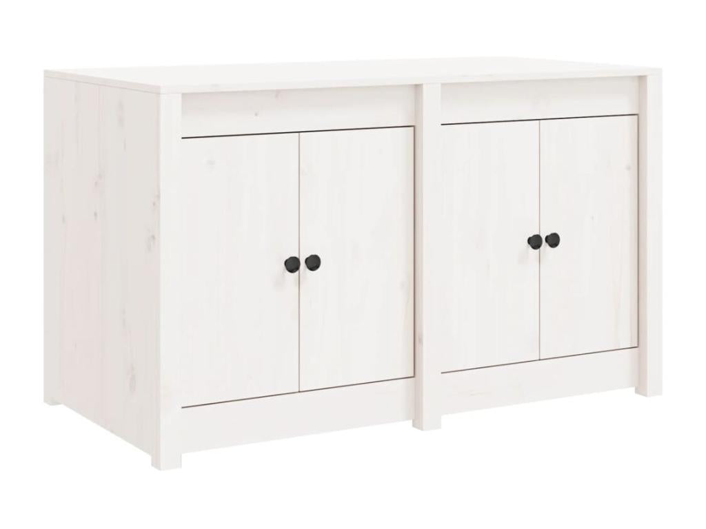 White outdoor kitchen cabinet made of solid pine wood