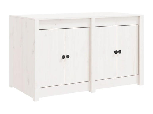White outdoor kitchen cabinet made of solid pine wood