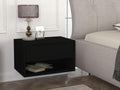 Set of 2 floating bedside tables - 1 drawer and 1 shelf - Black - Homzora