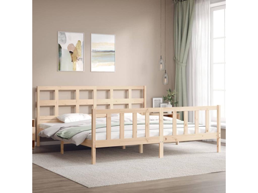 Homzora Super Size Solid Wood Bed Frame with Headboard
