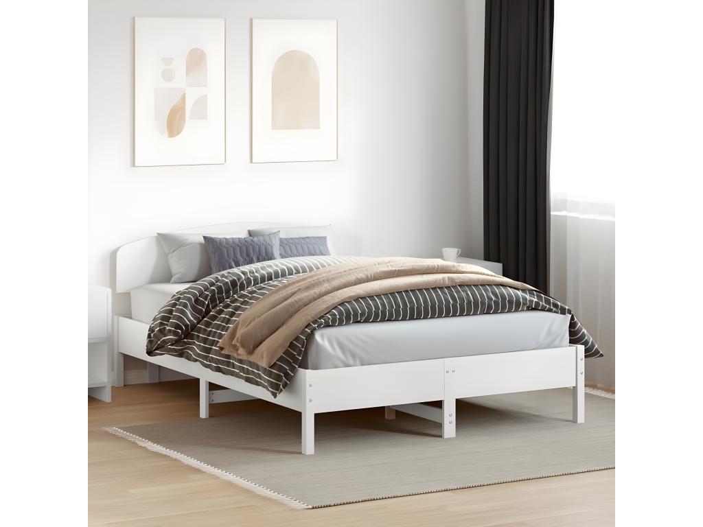 White headboard 140 cm solid pine wood