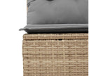 5-piece garden furniture set with cushions, beige woven resin