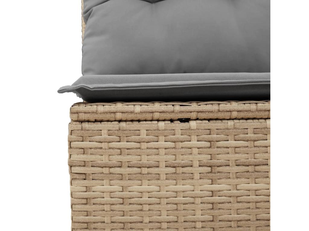 5-piece garden furniture set with cushions, beige woven resin