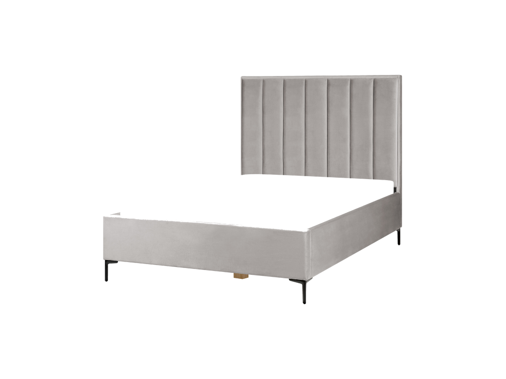 Homzora Velvet Ottoman Bed 140x200 cm Light Grey