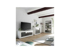 3-Door TV Stand, White/Dark Polished Concrete - Homzora