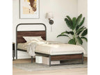 Bed frame without mattress, 90x200cm, brown oak engineered wood