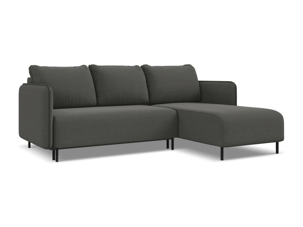 Right-hand corner sofa bed in velvet - steel - Doucezen