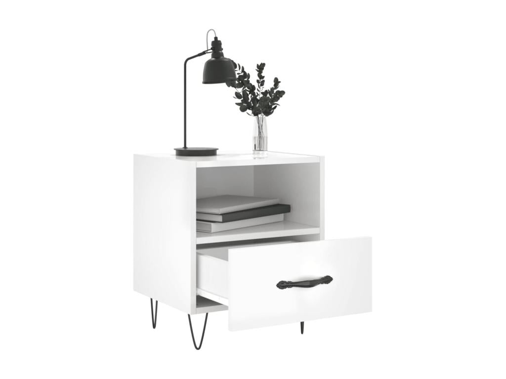 Bedside tables, 2 pcs, glossy white, 40x35x47.5