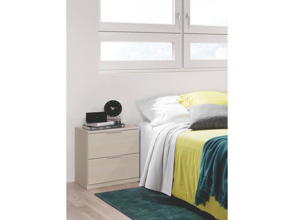 Homzora Bedside Table, Modern Bedside Table with 2 Drawers, Nightstand, Low Chest of Drawers for Bedroom, 38x34x45 cm, Oak