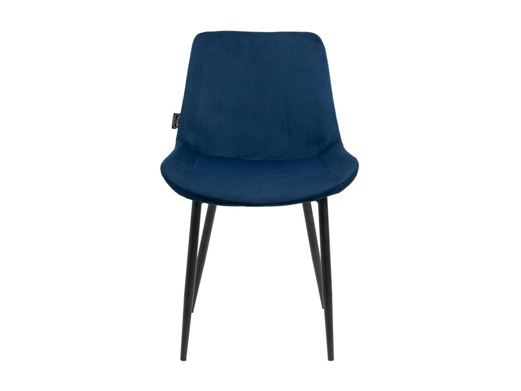 Set of 4 dining chairs - Velvet / Matte black metal - Blue - Victoria