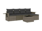 6-piece garden furniture set with grey resin wicker cushions