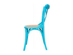 Homzora Harmonie Chair – Solid wood with an antique finish and a blue rattan seat – Perfect for the Homzora Dining Room and Living Room – 48x52x88 cm
